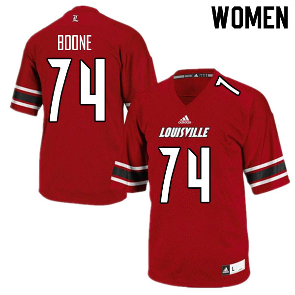 Women #74 Adonis Boone Louisville Cardinals College Football Jerseys Sale-Red